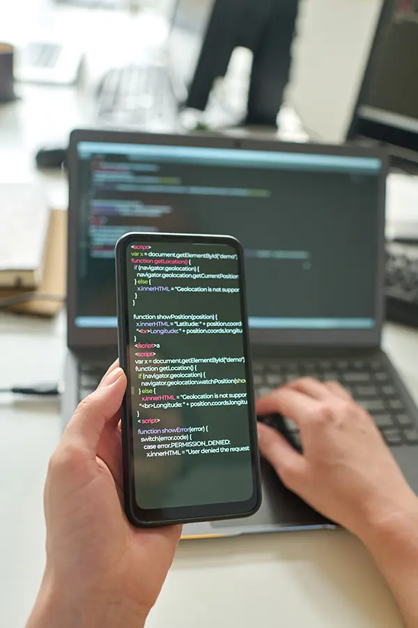 fullstack developer on phone