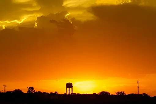 nebraska water tower at sunset