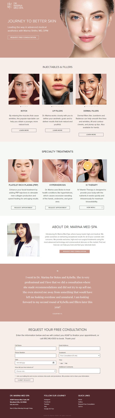 med spa landing page